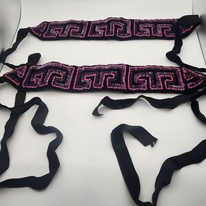 Vintage Arpad Accessories Black & Pink Beaded Accent Straps